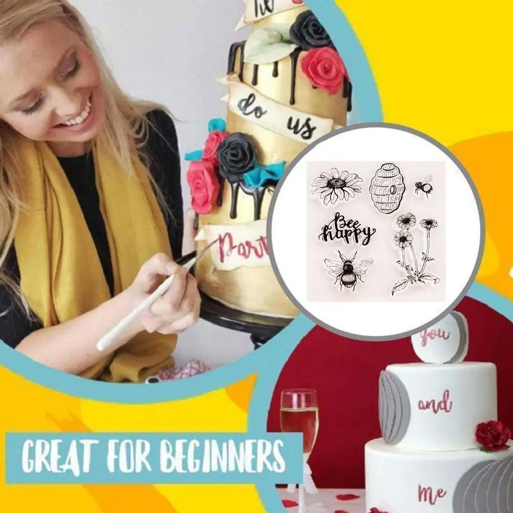 Прозрачные штампы из термопластичной резины с узором в виде пчелы цветка меда 10