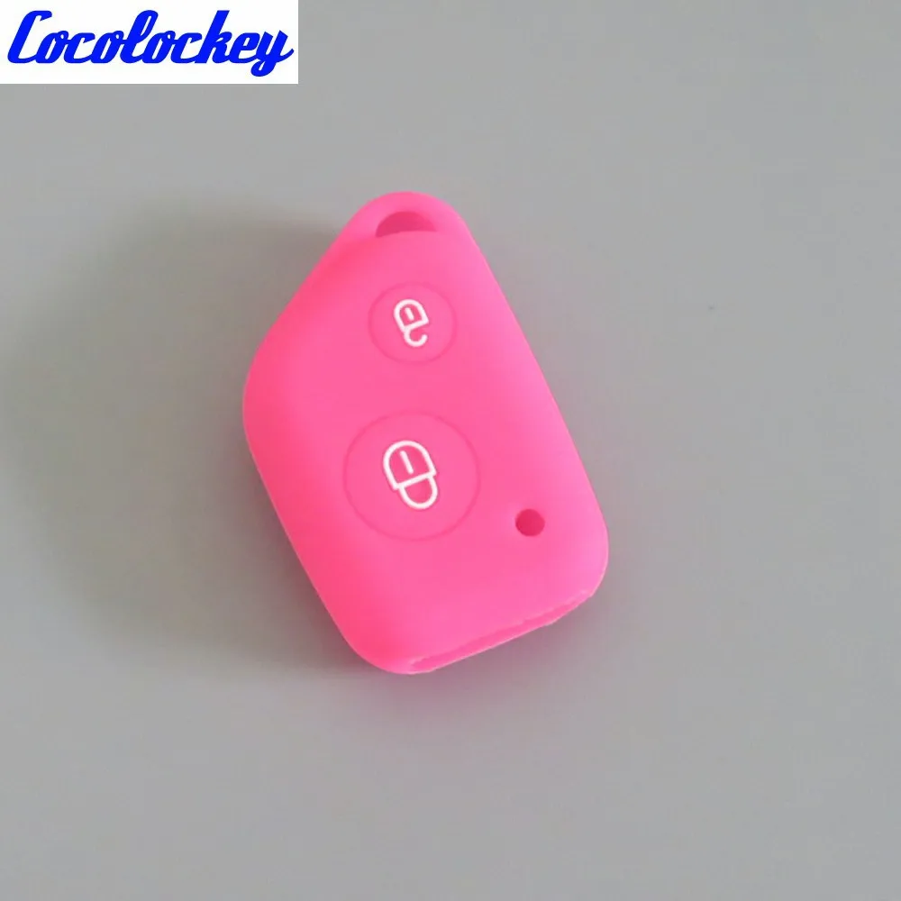 Cocolockey силиконовый чехол для автомобильных ключей для peugeot 106 205 206 306 405 406 для Citroen Berlingo Xsara Picasso Saxo 2 кнопки - Название цвета: Rose pink
