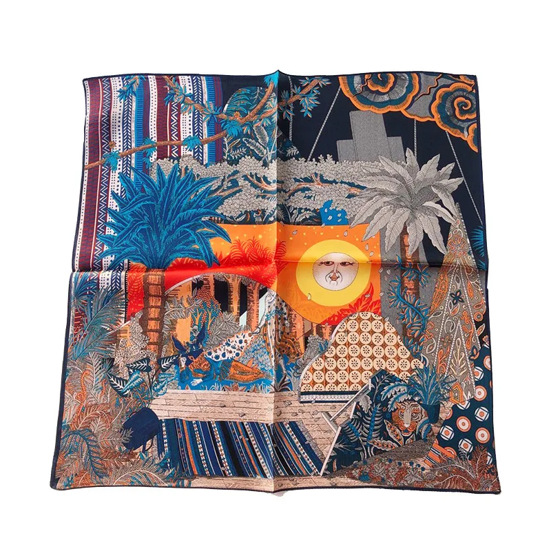 

2020 Small Square Hijab Neck Scarf Women 100% Real Silk Scarves Brand Shawl Pashmina Bandana Female Foulard Poncho Lady Wraps