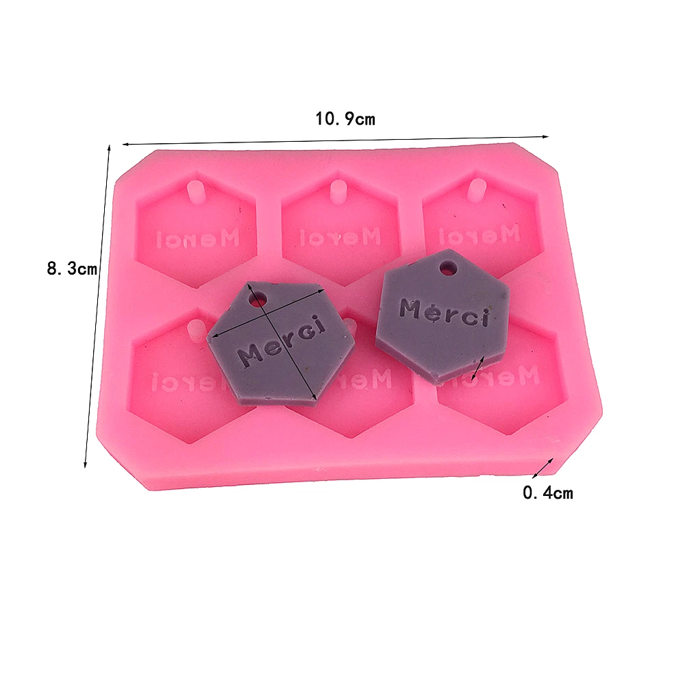 DIY Merci Tag Mold Silicone Mold Plaster Hangtag Making Silicone Mold 10.9*8.3*1.3cm Cake Baking Silicone Mold