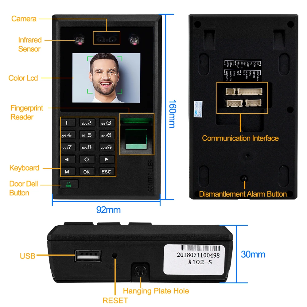 Система контроля доступа лица отпечаток 2 8 дюйма биометрическая парольная