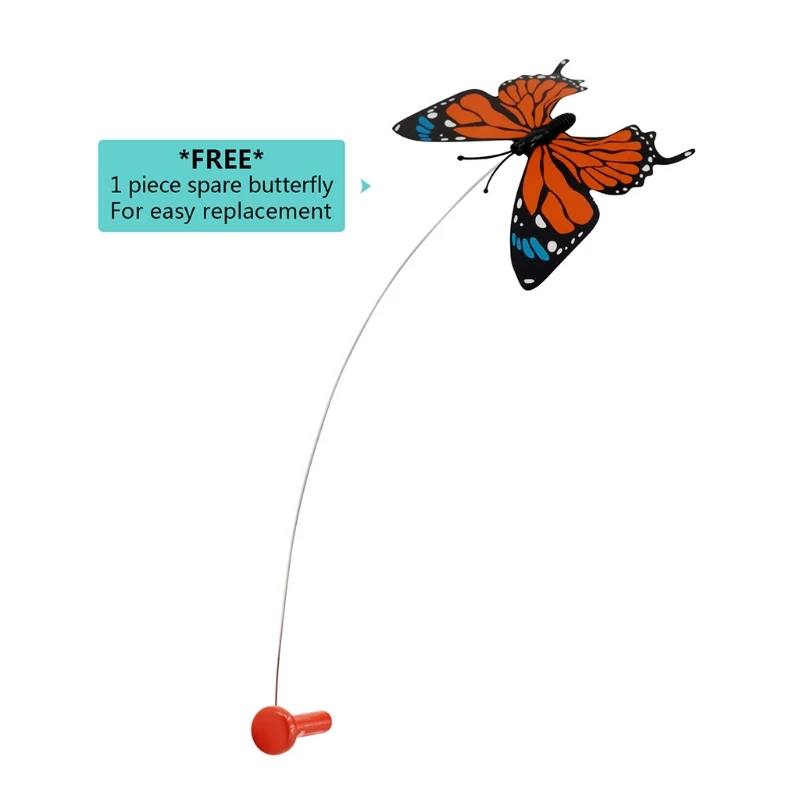 

Cat Toys Funny Kitten Wand Flying Plastic Butterfly with Base Realistic Toys