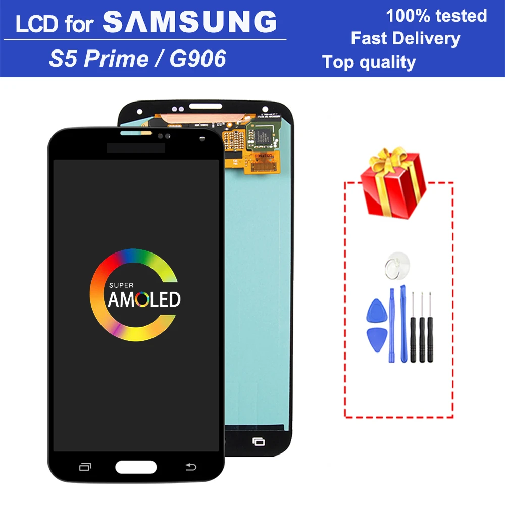 

ЖК-монитор AMOLED 5,1 дюйма для Samsung Galaxy S5 Prime G906S G906L, ЖК-дисплей, сенсорный экран, сменный дигитайзер в сборе