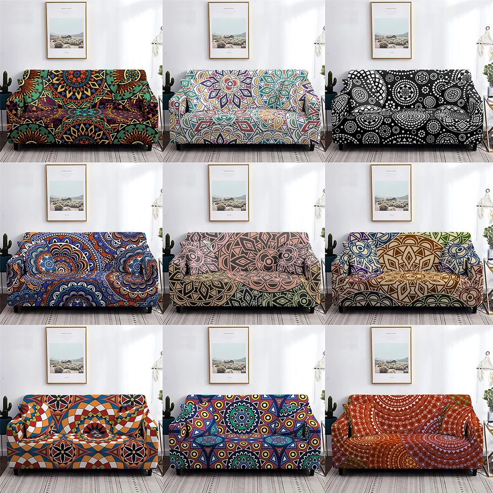 

Bohemian Mandala Sofa Covers Living Room Sectional Corner Sofa Cover Elastic Couch Cover L Shape Slipcover Home Decor 1-4 Seater