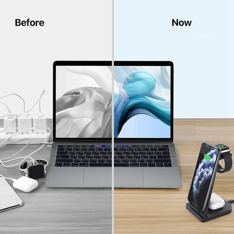 

Wireless Charging Station, True 3 in 1 for Apple iPhone/IWatch/,iPhone 12 Pro Max/12 Pro/12/11 Pro Max