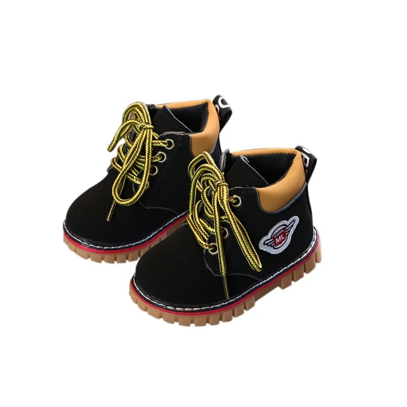 Удобные детские зимние кожаные ботинки для девочек и мальчиков Теплые Ботинки