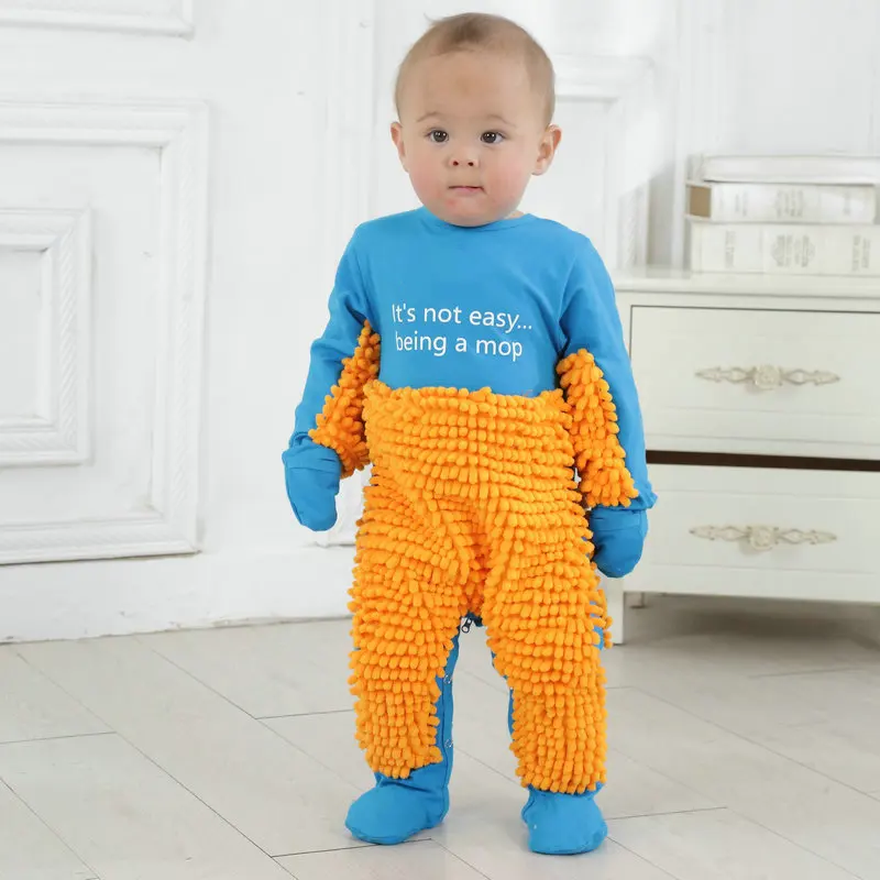 Baby Mopping Suit Clothes Long Sleeve Crawling Clothing Toddler Jumpsuit Cotton Infant Cleaning Outfit Unisex Romper |