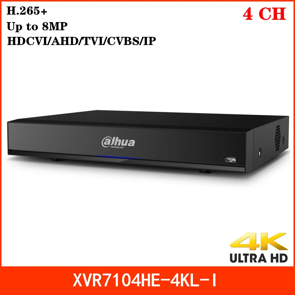 Dahua 4K 4-канальный XVR-рекордер Mini 1U цифрового видео H.265+ H.265 Dual Stream поддерживает входы HDCVI AHD TVI CVBS IP