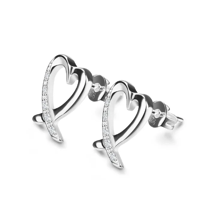 Новый 925 серебряные серьги модные ювелирные изделия простое любовное сердечко