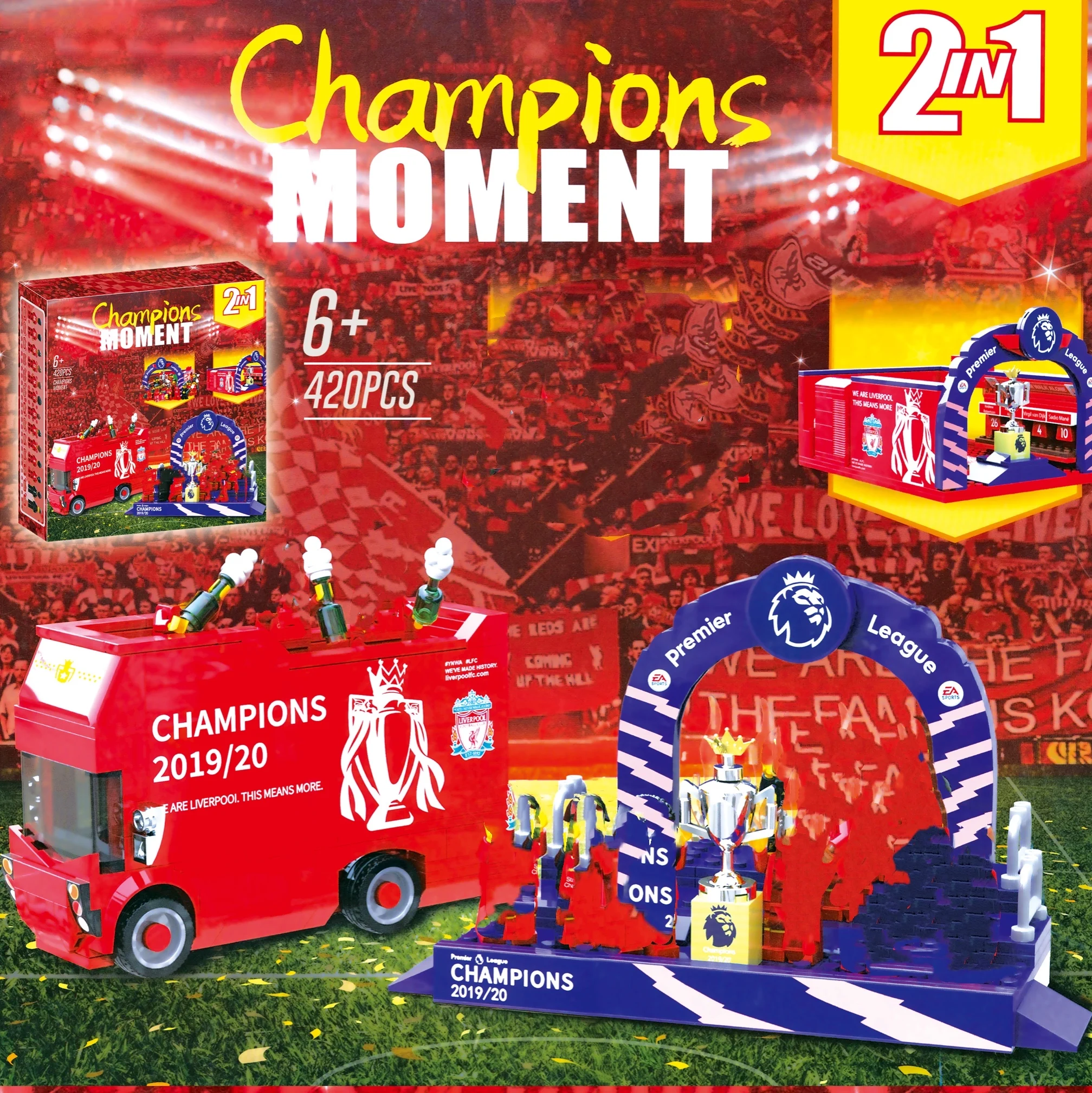 

NEW 420pcs Liverpool 1920 Champion League Moment Soccer Player Building Blocks Figure Toys CIty Football Sports Game Gift