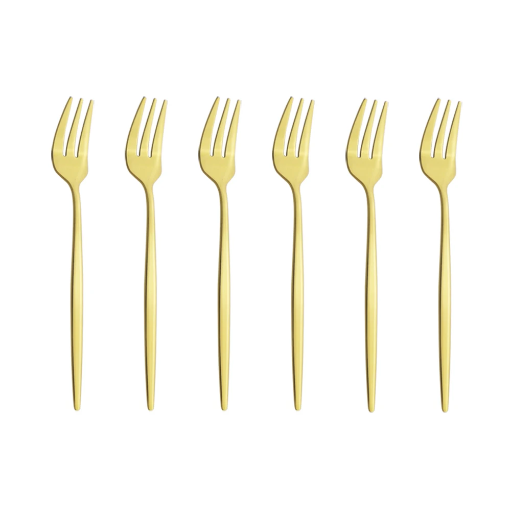

Stainless Steel Fork Set Black Gold Fruit Cake Fork Short Handle Fork For Hotel Party Kitchen Accessories Dinnerware Cutlery Set
