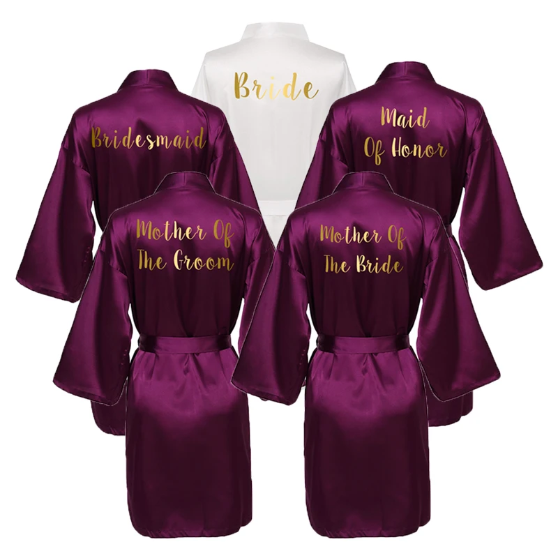 Owiter Women Silk Satin Bride Robe Bridesmaid Robes Bridal Wedding Robes Bathrobe Nightgrowns Sleepwear Plus Size Dressing