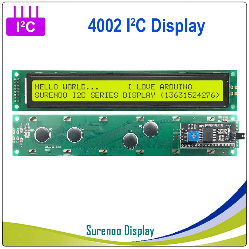 Серийный IIC/igc/TWI 4002 402 40*2 символ ЖК-модуль дисплей желтый зеленый синий с подсветкой для Arduino - Цвет: A Solder to LCD
