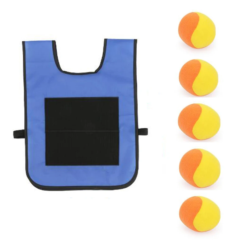 S blue 5ball 1 комплект игры Реквизит жилет липкий Трикотажный жилет игровой жилет с липкий мяч метание детей для детских игр под открытым небом спортивная игрушка ZXH - Цвет: S blue 5ball