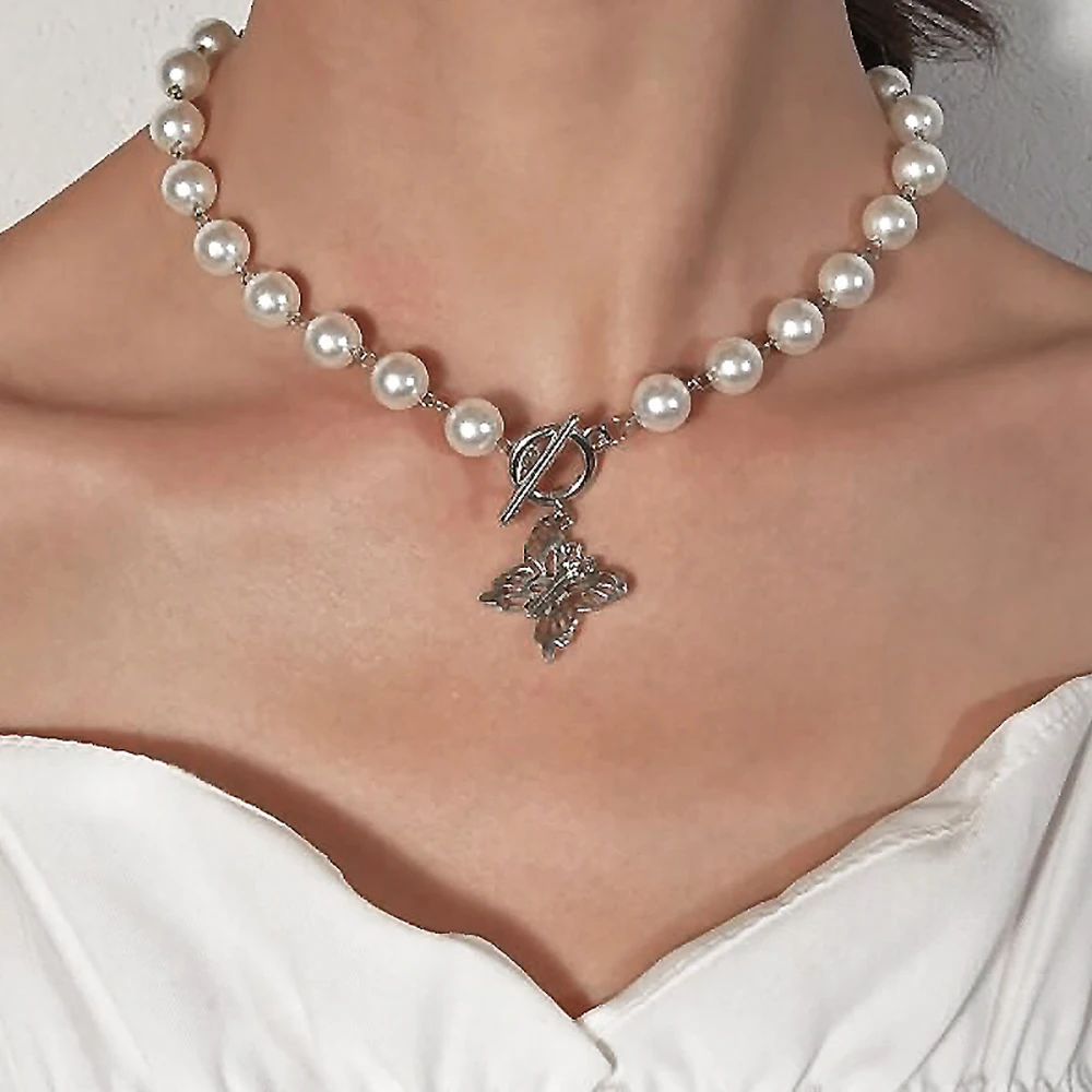 Женское колье с подвеской-бабочкой жемчужное ожерелье-чокер подвеской в форме