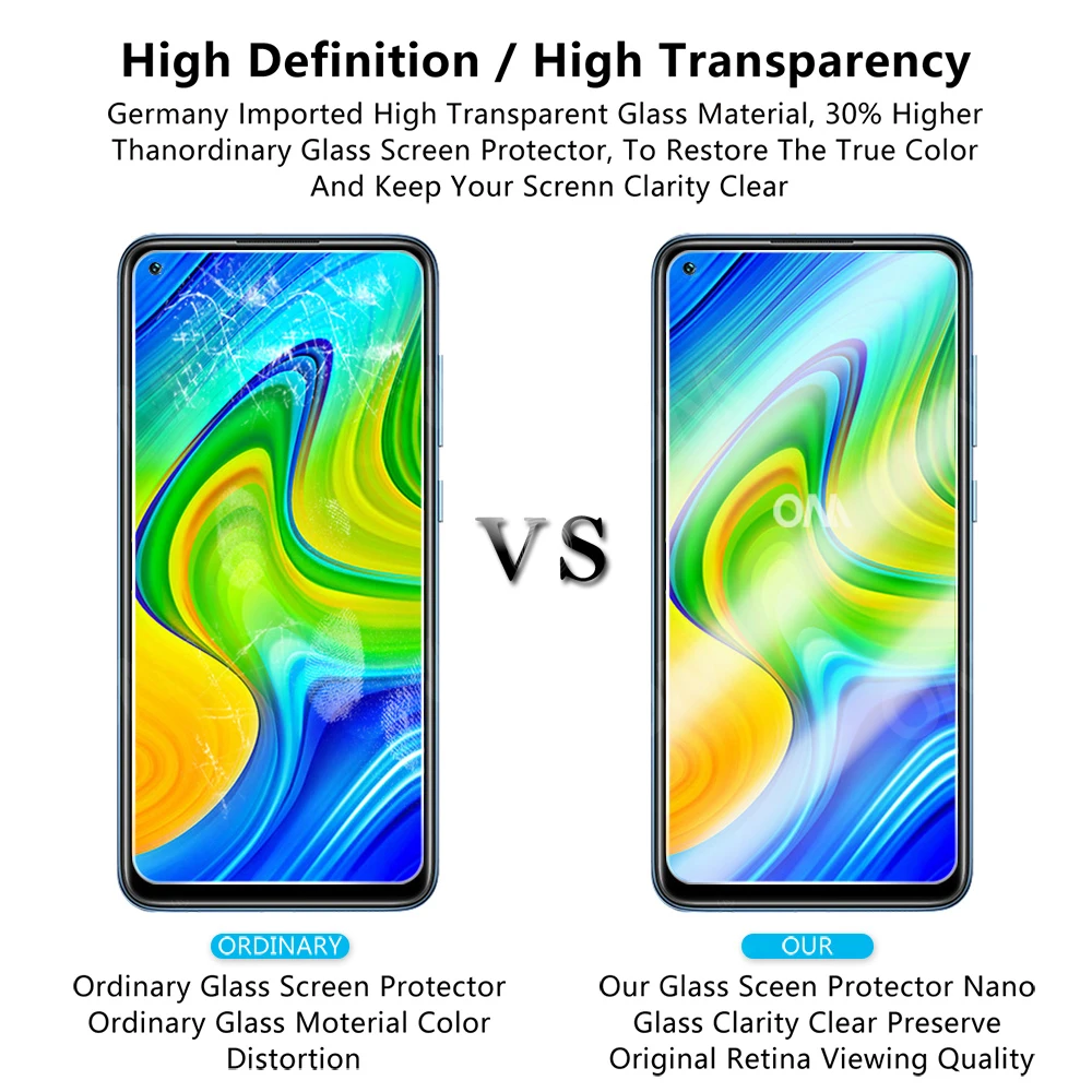 3 шт закаленное стекло для Xiaomi Redmi Note 9 9S Защита экрана 6 53 Защитная стеклянная