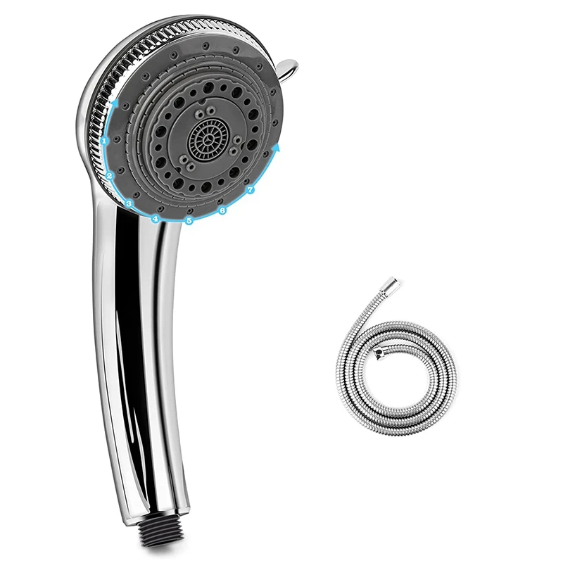 

Shower Head 7 Jet Types High Pressure Large Shower Head With 1.5 M Hose Water-Saving Shower Head Pressure Increasing