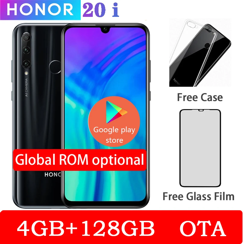 Honor 20 lite, Смартфон Honor 20i Android 9,0, четыре ядра, 6,5 дюймов, полный экран, 1440x1440, двойная камера, 3 слота, сотовый телефон