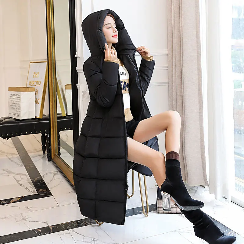

S-6XL 2019 New spring winter Women Fashion Down long hoodie down Parkas Cotton Jackets Thick Female Long warm coat clothing
