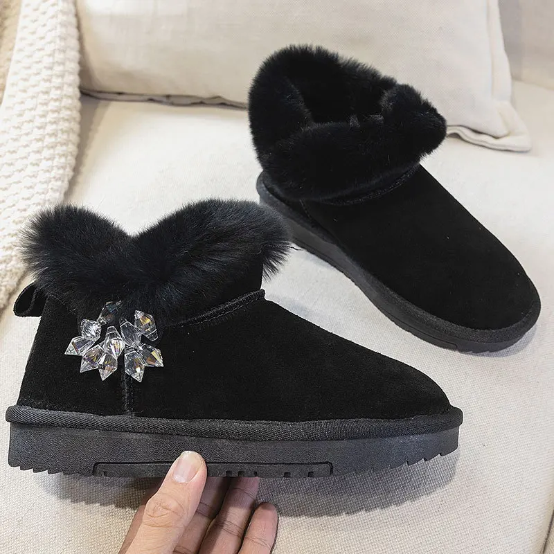 

Женские зимние ботинки из матовой воловьей кожи, новинка зимы 2021, модная теплая короткая обувь из натуральной кожи