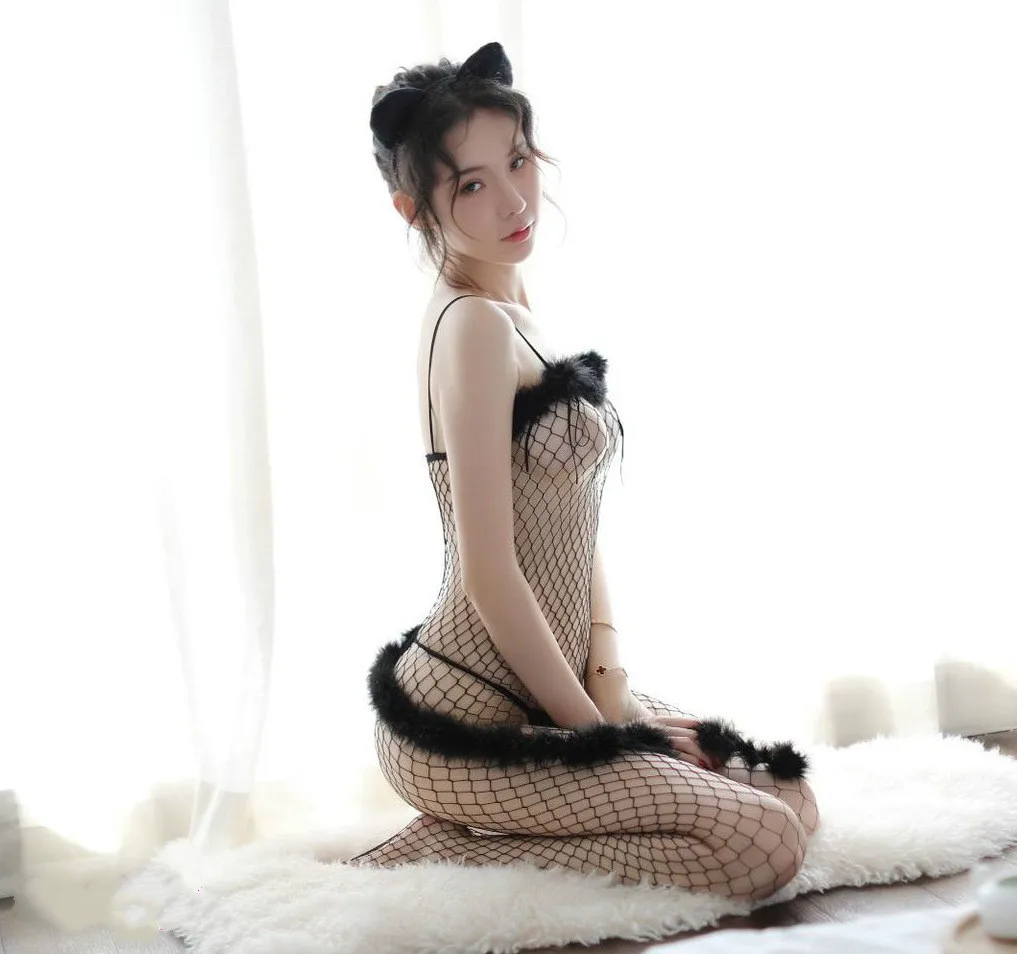 Сексуальное женское нижнее белье пушистый сетчатый ажурный эротический