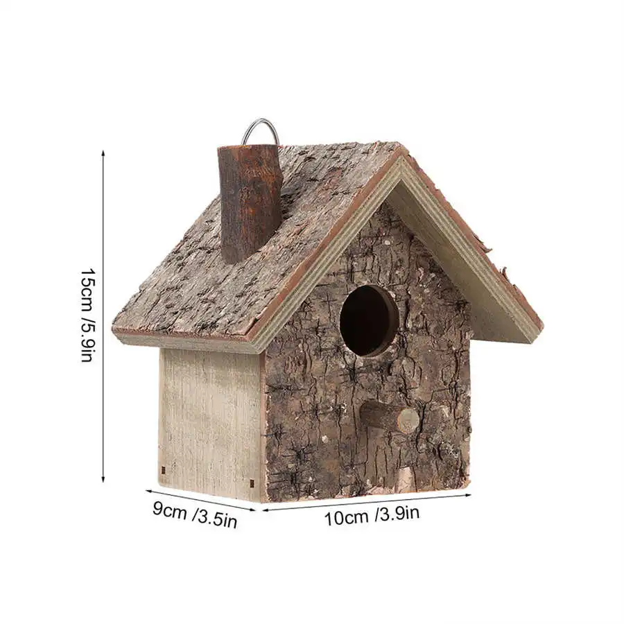 

DIY Wooden Bird House Nest Handmade Eco-friendly Bird Nest Cage Outdoor Birdhouse Garden Yard Hanging Decoration Crafts