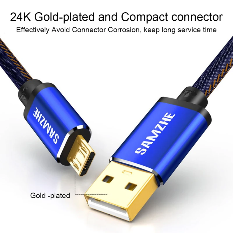 SAMZHE USB 2.0 Type C Cable Jeans Fabric 5V 3A Fast Charge Denim Braided Phone for Xiaomi Huawei Letv Samsung | Мобильные телефоны