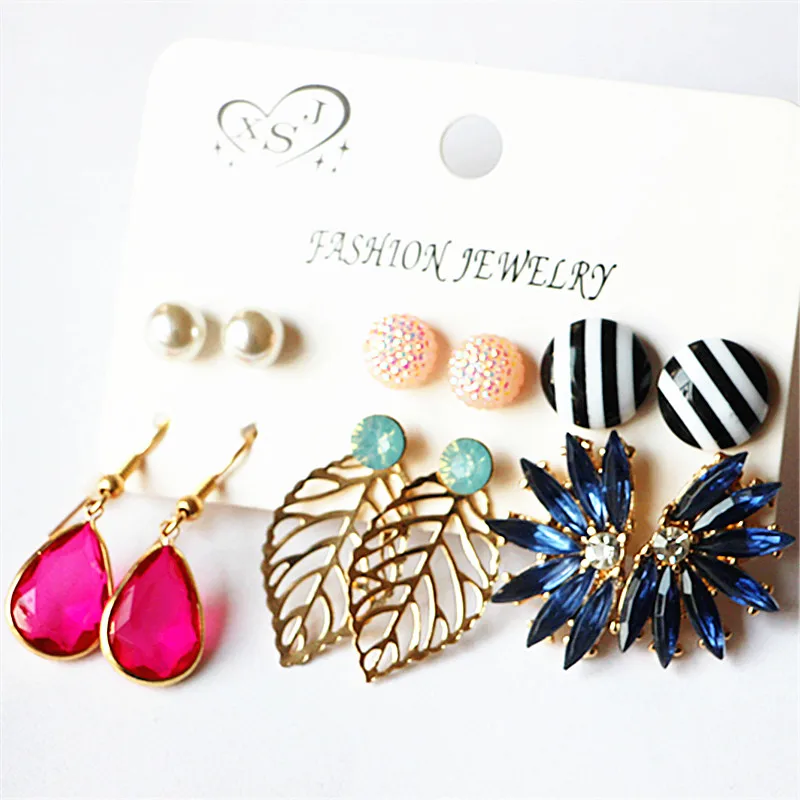 Новинка модных женских украшений для вечеринок: круглые серьги с жемчугом, розового/белого/синего цвета, в наборе из 6 пар, красивые подарки с бесплатной доставкой.