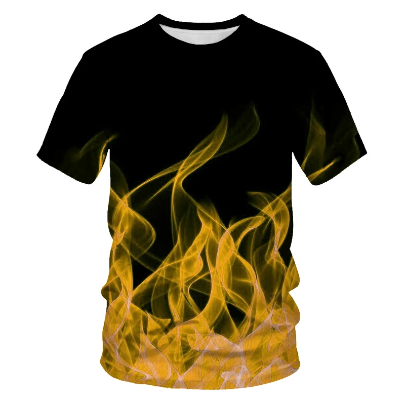 

Cool flame summer men's T-shirt 3D printing fashion O-neck short-sleeved personality casual streetwear oversized T-shirt
