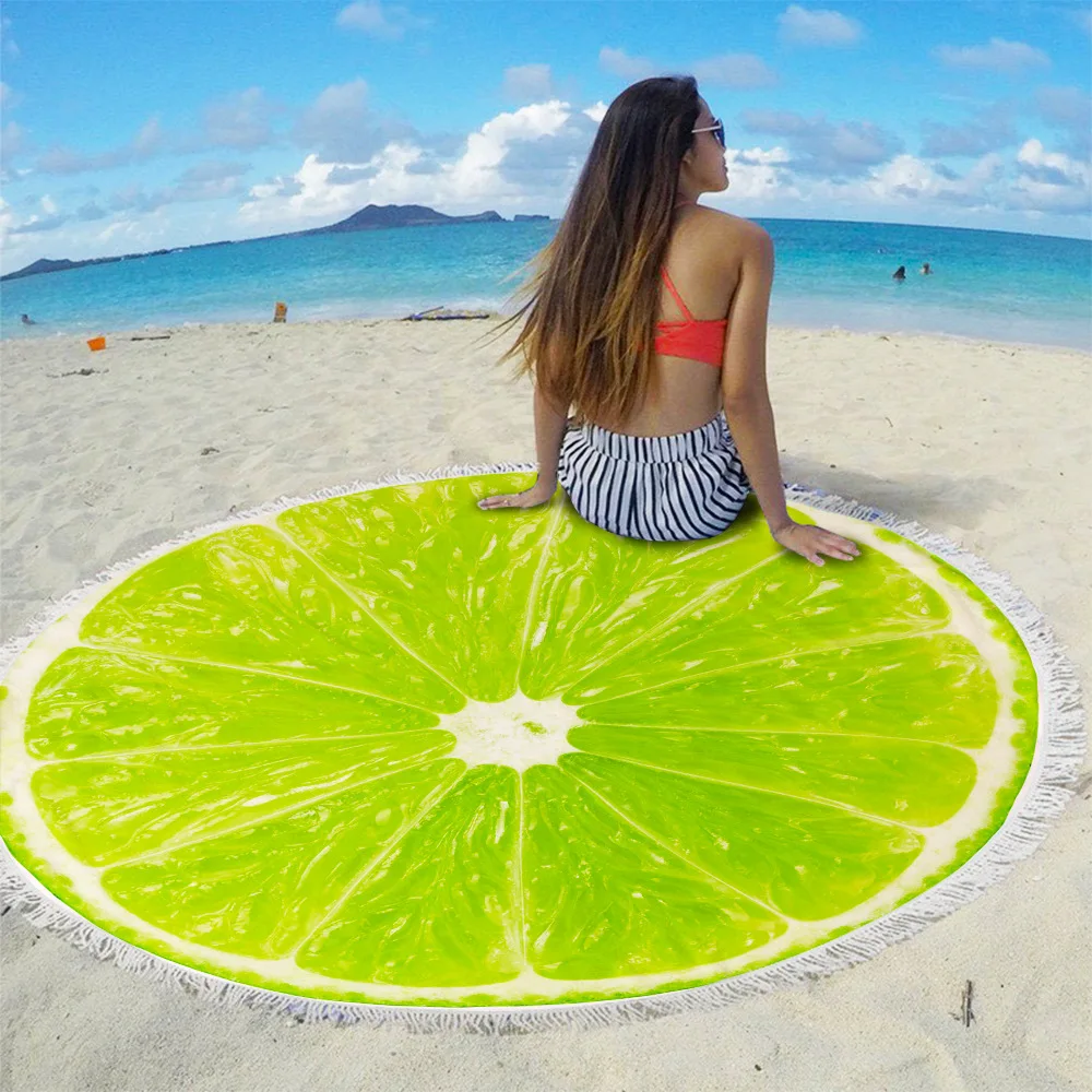 

Superfine Fiber New Irregular Round Fruit Beach Towel Towels Bathroom Beach Towel Baby Bath Tub Set Shower Wrap Towel Scarf