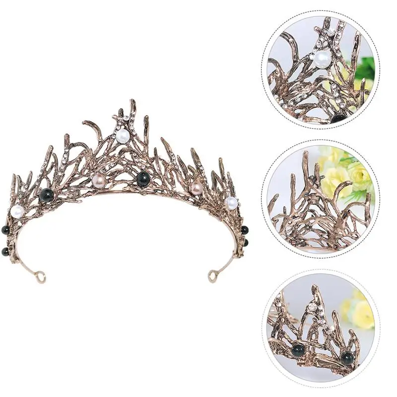 

Shiny Eye-catching Bride Pearl Crown Wedding Tiara Female Party Headdress for Wedding