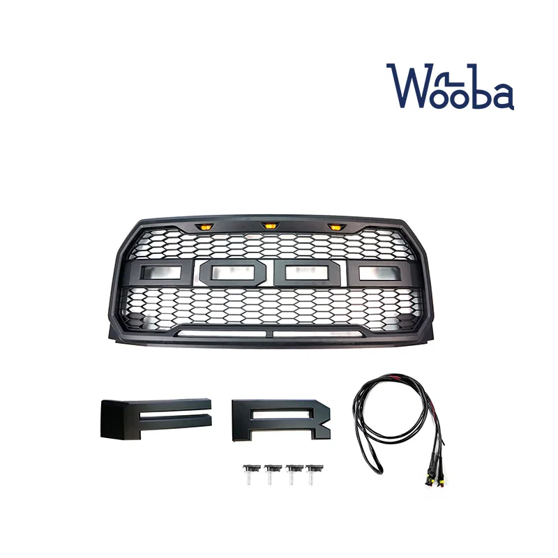 

Front Grille Bumper Grill Black Hood For 2015-2017 Ford F-150 Raptor Style