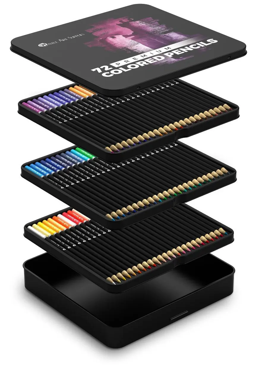 Набор масляных цветных карандашей 72 шт. эскиз мягкий сердечник HB для взрослых