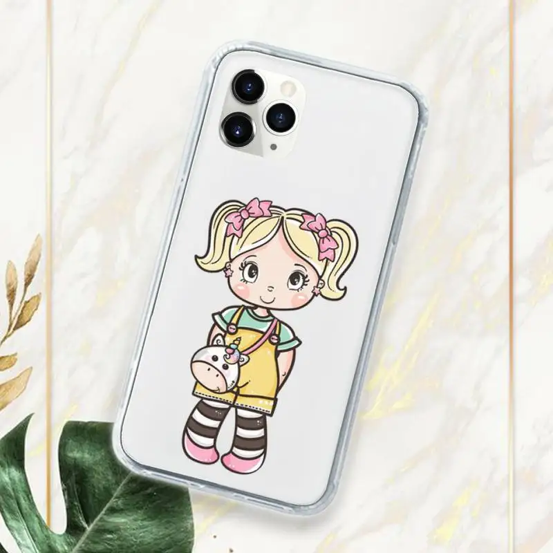 

Cartoon cute girl Phone Case Transparent for iPhone 11 12 mini pro XS MAX 7 8 6 6S Plus X 5S SE 2020 XR