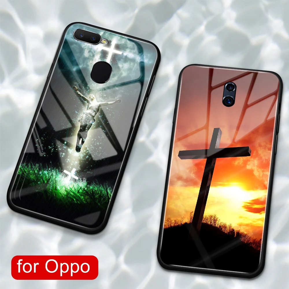 Чехол для Oppo R11s plus стеклянная задняя крышка с Иисусом крестом чехол R9 R9S R11 R11S Plus R17