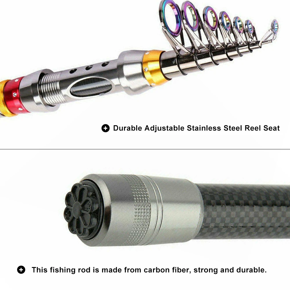 Портативная телескопическая удочка для спиннинга рыбы из углеродного волокна 1 8