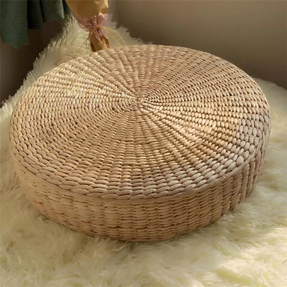 

1Pcs Round Natural Weave Straw Handmade Pillow Floor Yoga Seat Mat Thickening Chair Tatami Meditation Window Cushion