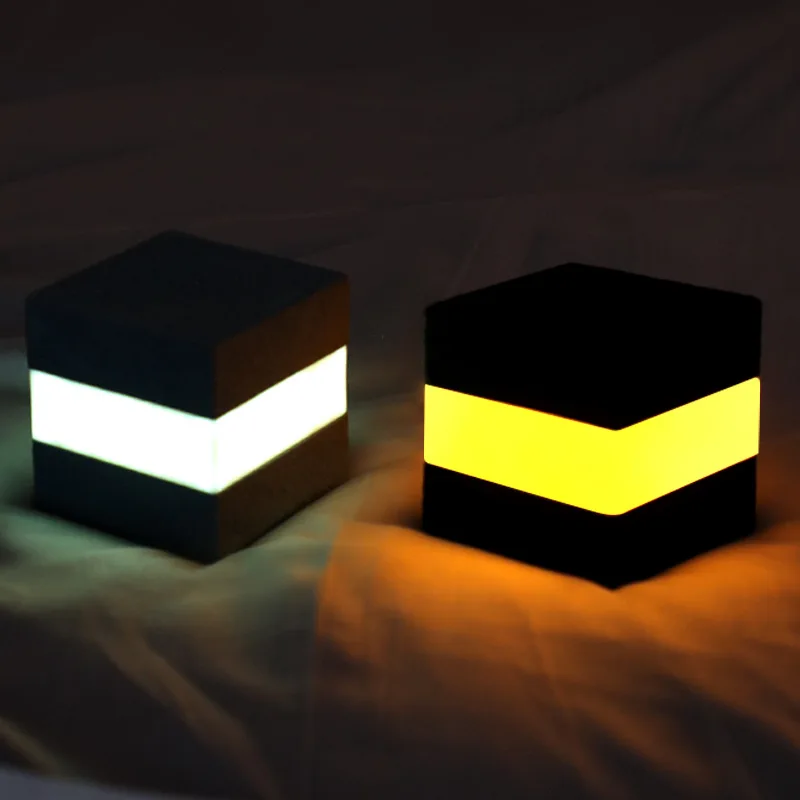 USB Charging LED Cube Night Light Mini Colorful Square Atmosphere Light Children's Living Room Bedroom Baby Feeding Bedside Lamp