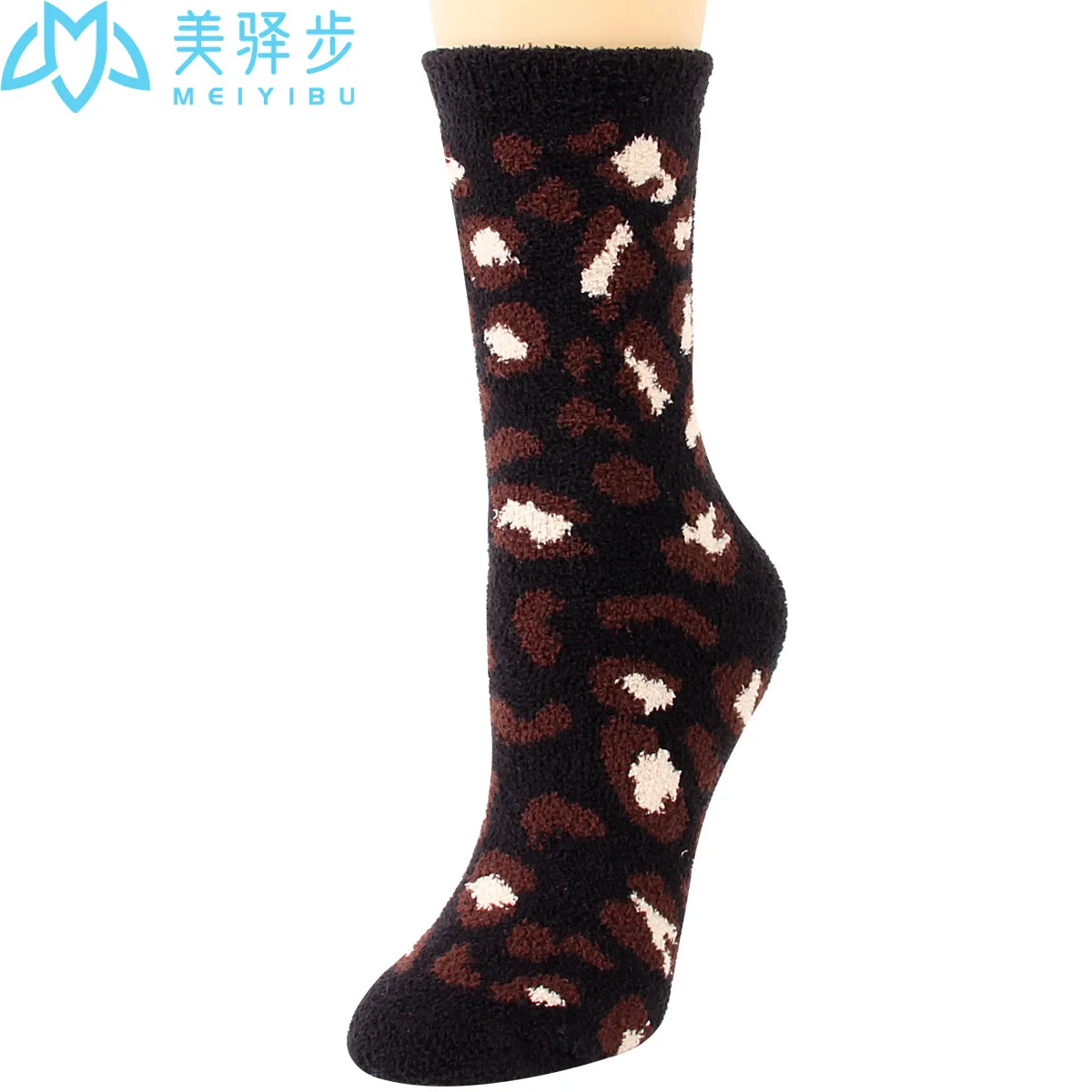 Winter Fashion Leopard Coral Velvet Female Socks 12 PAIRS PER SET Warm and Thick Soft and Comfortable