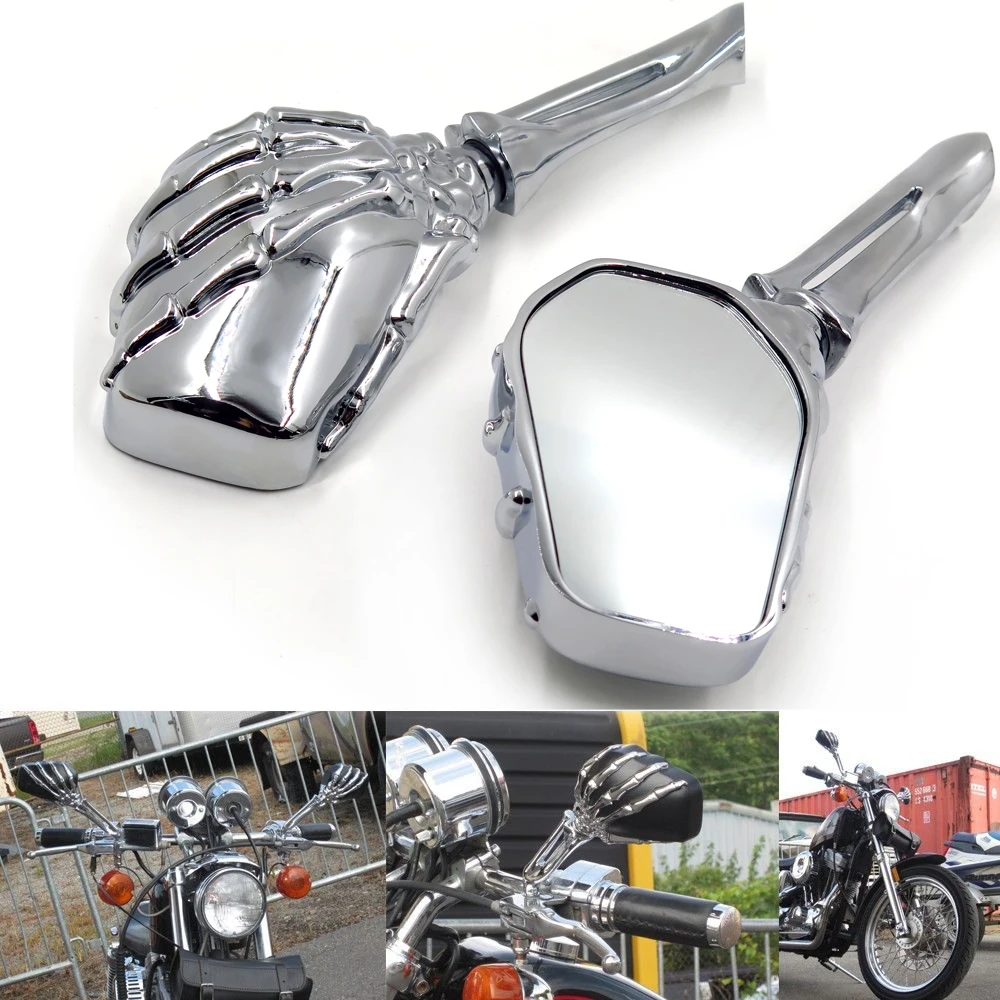 

Chrome/Black Motorcycle Parts Skull Skeleton Mirrors For Honda CBR600RR/1000RR 2001-2012 Suzuki GSXR 600/750/1000 Hayabusa
