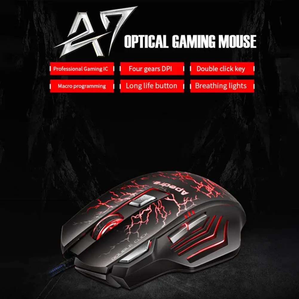 

IMICE A7 Gamer Mouse Colorful Backlight High Precision Optical Engine ABS LED Optical Mouse with Programming Keys for Office