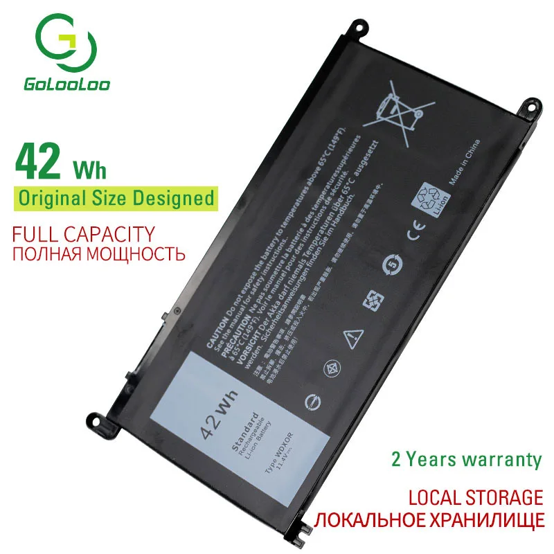 Аккумулятор Golooloo WDX0R для ноутбука Dell Inspiron 15 11 4 13 5568 3crh3 7368 T2JX4 WDXOR в 42Wh