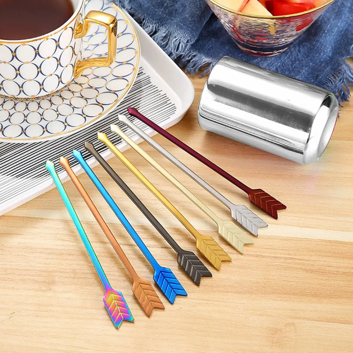 9 шт./компл. из нержавеющей стали фруктовая вилка кофейная мешалка для меда