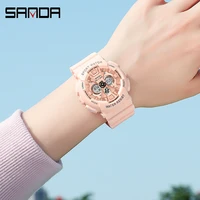 women men watch sanda sports dual display 50m waterproof wrist watch for male female clock relogio feminino high quality 2021