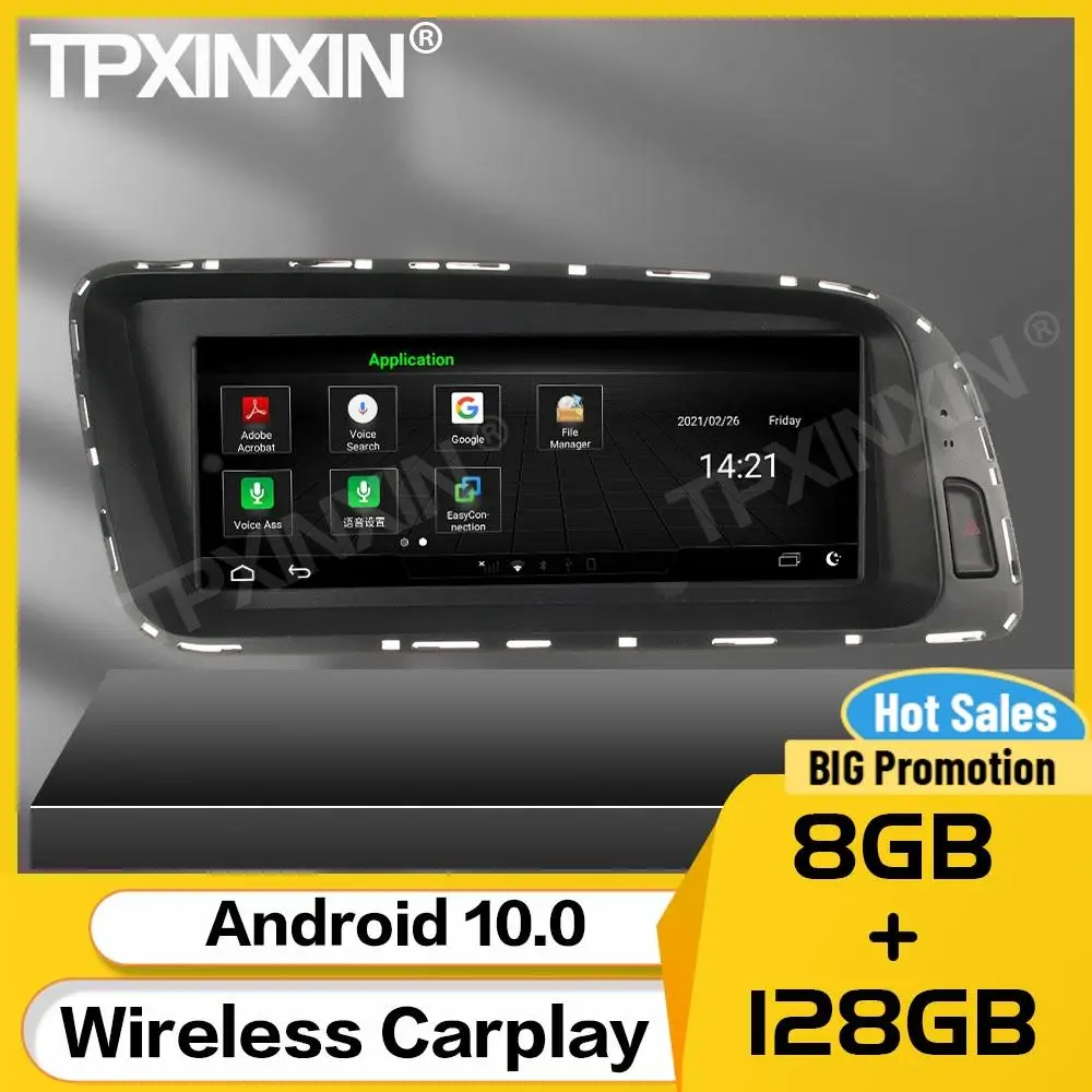 

8+128G Car Stereo Receiver Android 10 For Audi Q5 2009 2010 2011 2012 2013 2014 2015 2016 BT GPS Audio Auto Navigation Head Unit