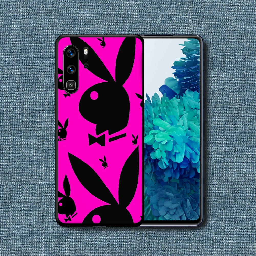 

Playboy Brand Rabbit Head Phone Case For Huawei P Mate Smart 10 20 30 40 Lite Z 2019 Pro black Bumper Painting Etui Tpu Coque
