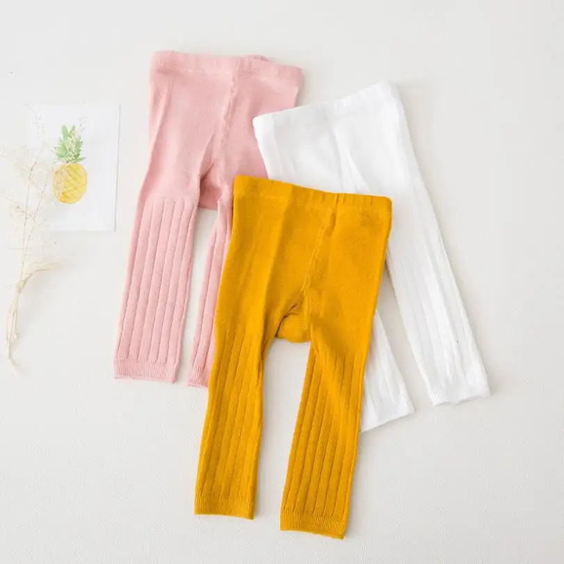 Детские Модные трикотажные хлопковые леггинсы для малышей весенне-осенние штаны