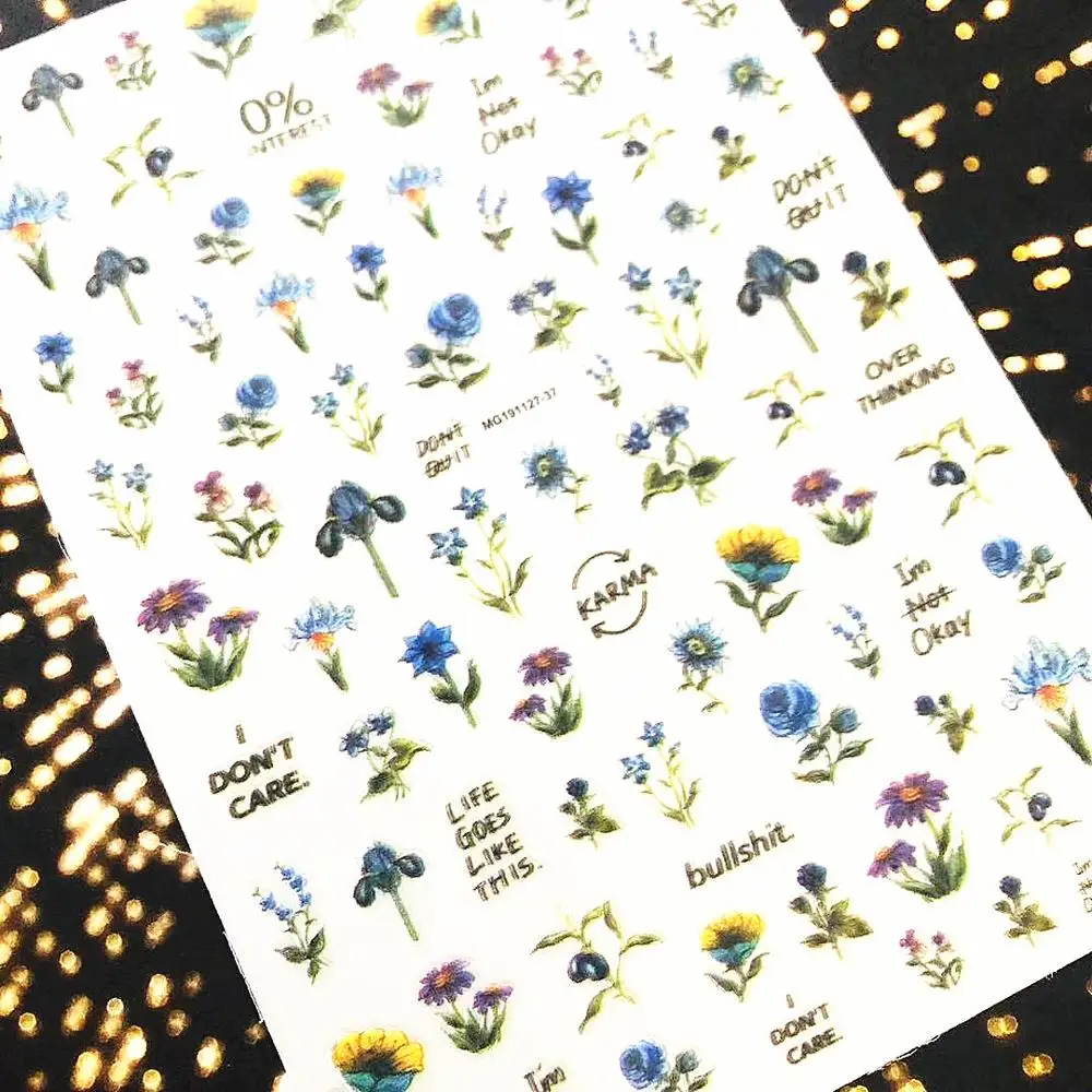 Новейший японский дизайн красный желтый синий переводная наклейка на цветок для