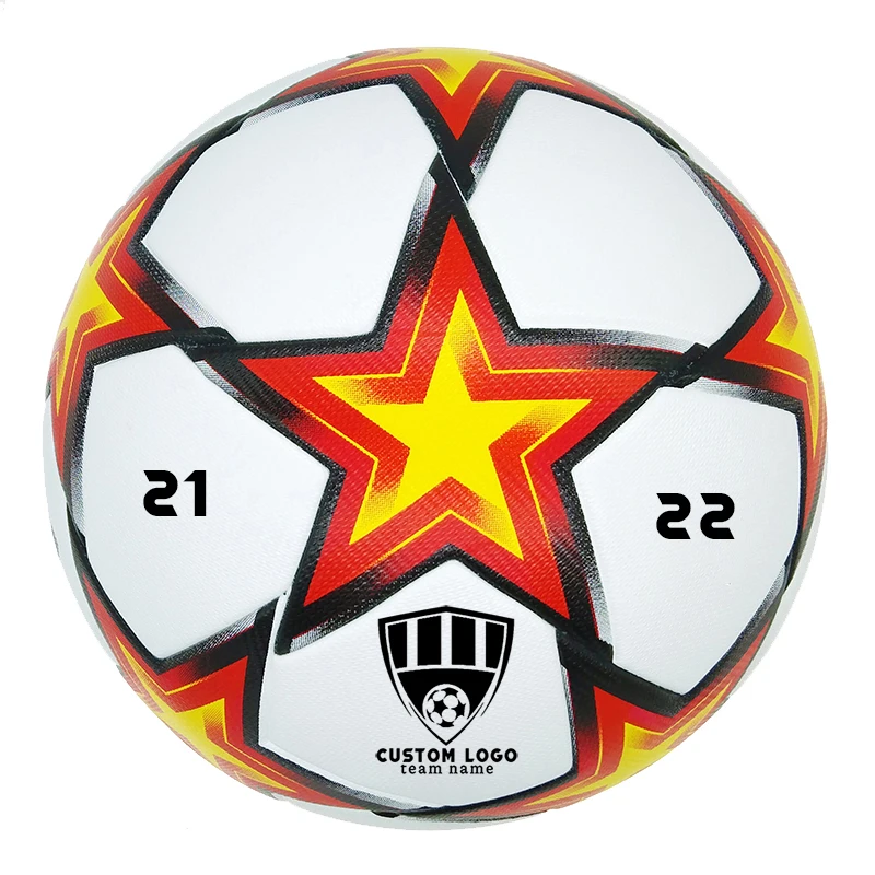 

Футбольный мяч с логотипом на заказ, мячи для тренировок с именем футбольной команды, размер 5, высокое качество, ПУ, бесшовные, Нескользящие,...
