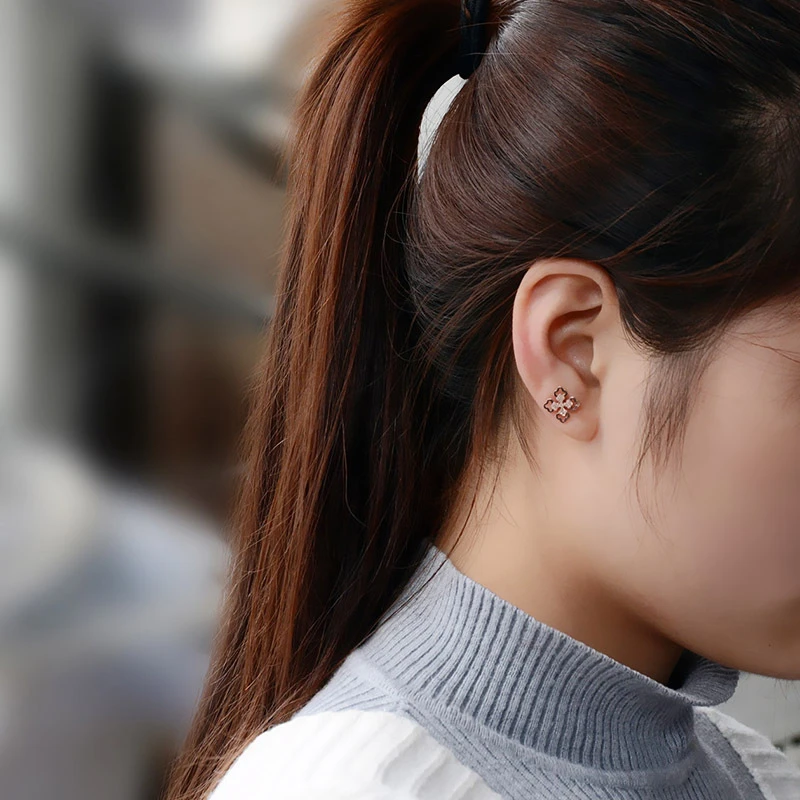 

Korean Styles Double Layers Clover Flower Stud Earrings for Women Girls Jewelry Valentine's Day Fashion Stainless Steel Aretes